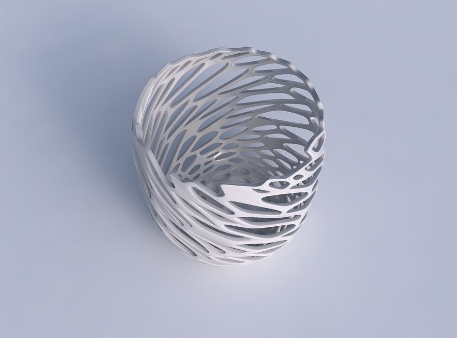 Bowl cylindrical with cracked and twisted organic lattice 3D print model_1