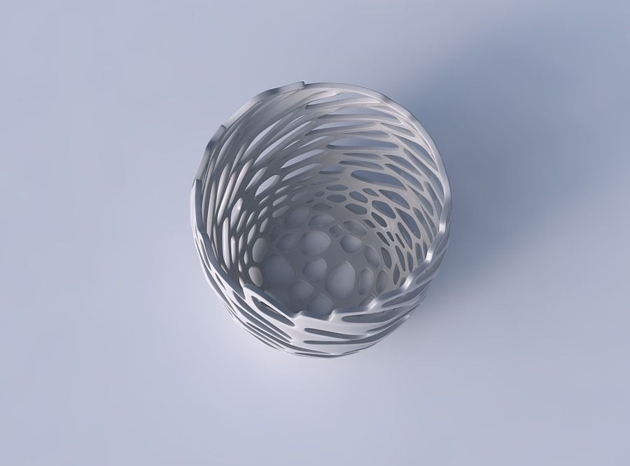 Bowl cylindrical with cracked and twisted organic lattice 3D print model_2