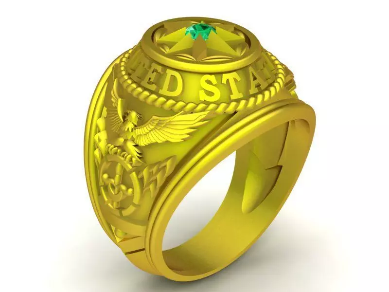 Military United Emblem Signet Ring for Men 443 3D print model