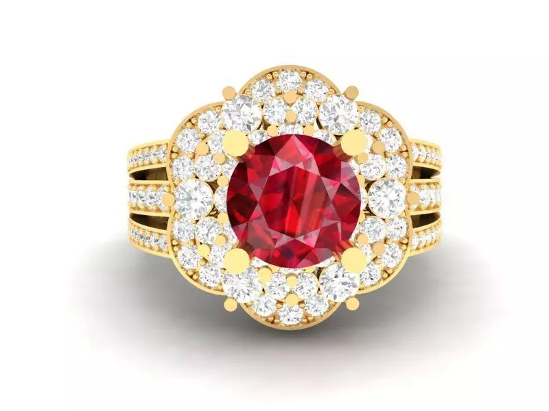 Luxury Multi Halo Gemstone Ring for Women 450 3D print model