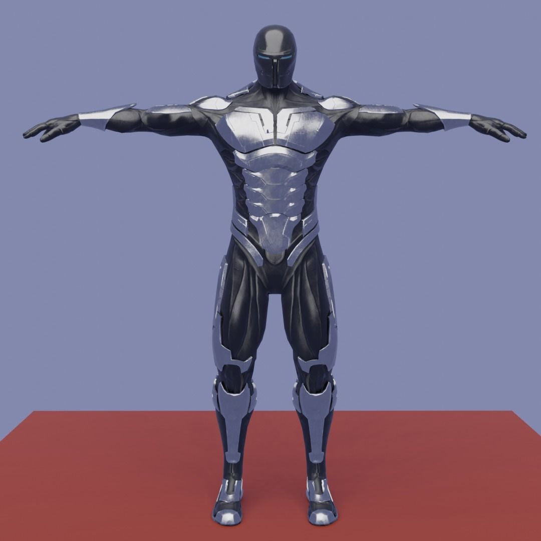 Cyborg Ninja Warrior Low-poly 3D model_7