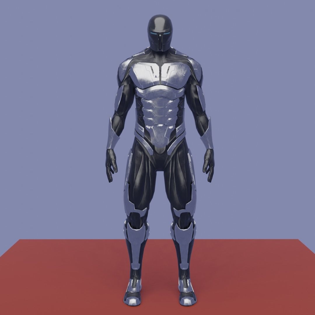 Cyborg Ninja Warrior Low-poly 3D model_8