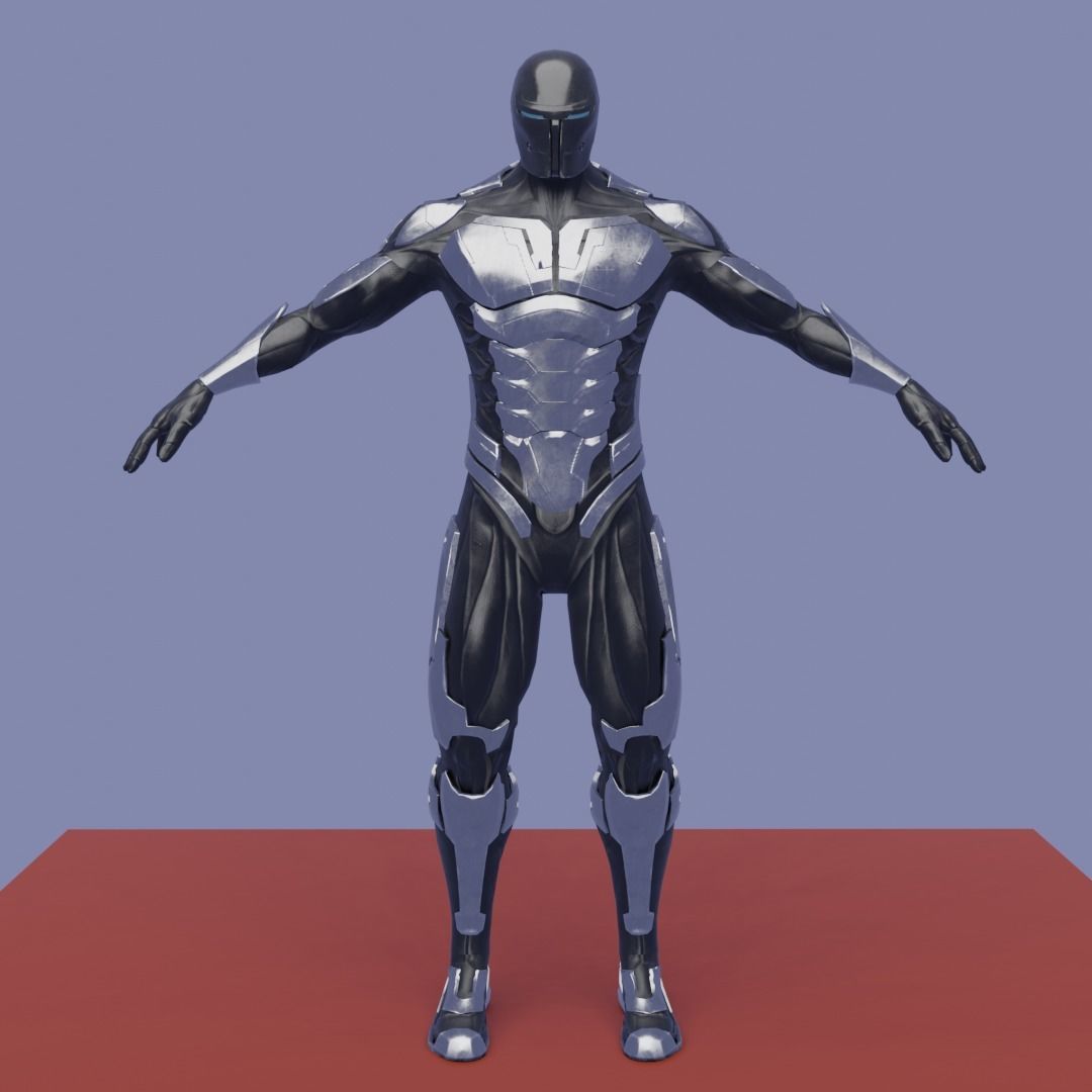 Cyborg Ninja Warrior Low-poly 3D model_6