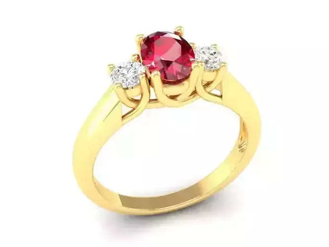 Classic Three Stone Gemstone Ring for Women 456