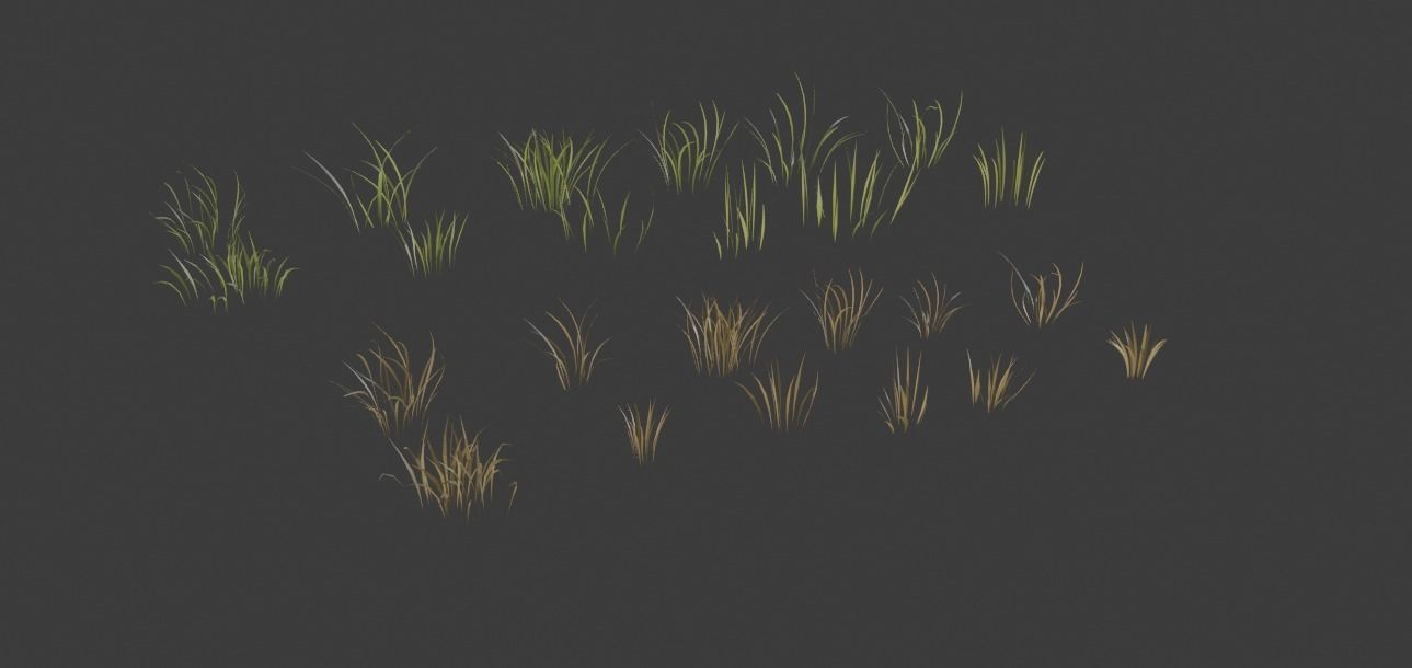 Grass Pack Low-poly 3D model_3