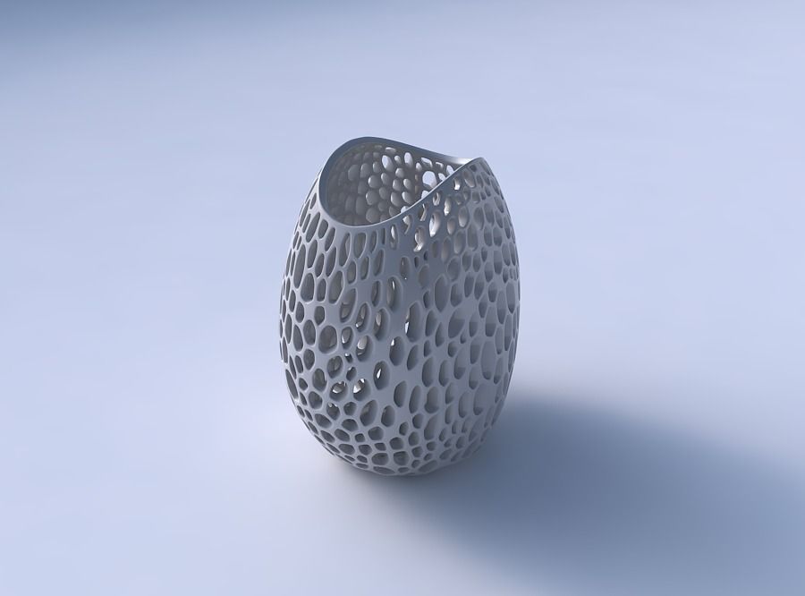 Bowl compressed with organic lattice and twisted thickness 3D print model_3