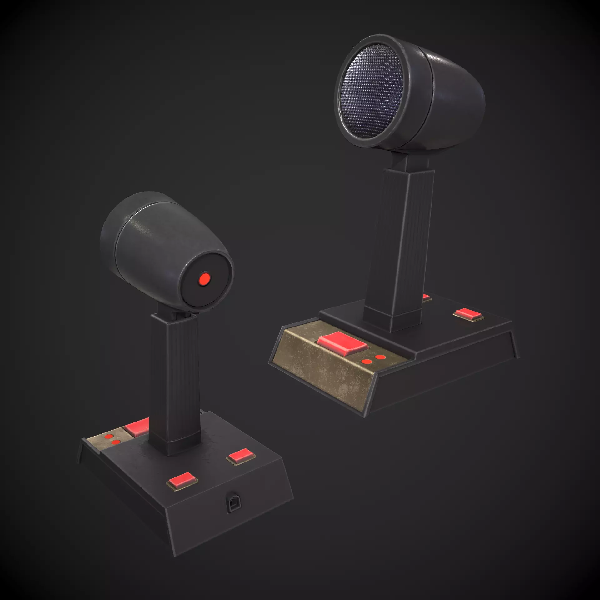 Vintage Radio Microphone Low-poly 3D model