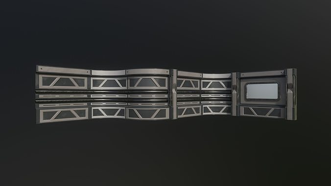 Modular Sci Fi Walls Low-poly 3D model