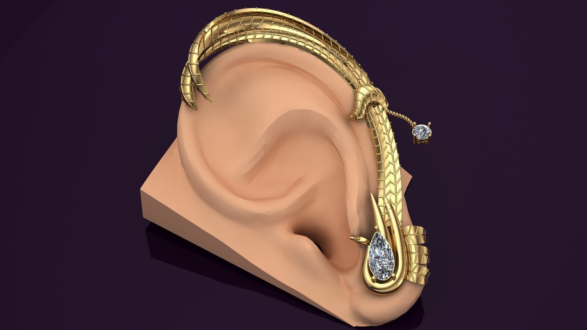Ear Cuff earrings 3D print model_1