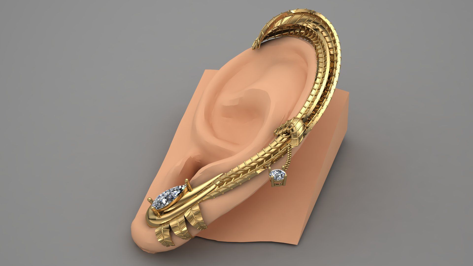 Ear Cuff earrings 3D print model_2