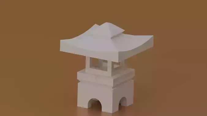 Japanese Stone Lantern Low-poly 3D model