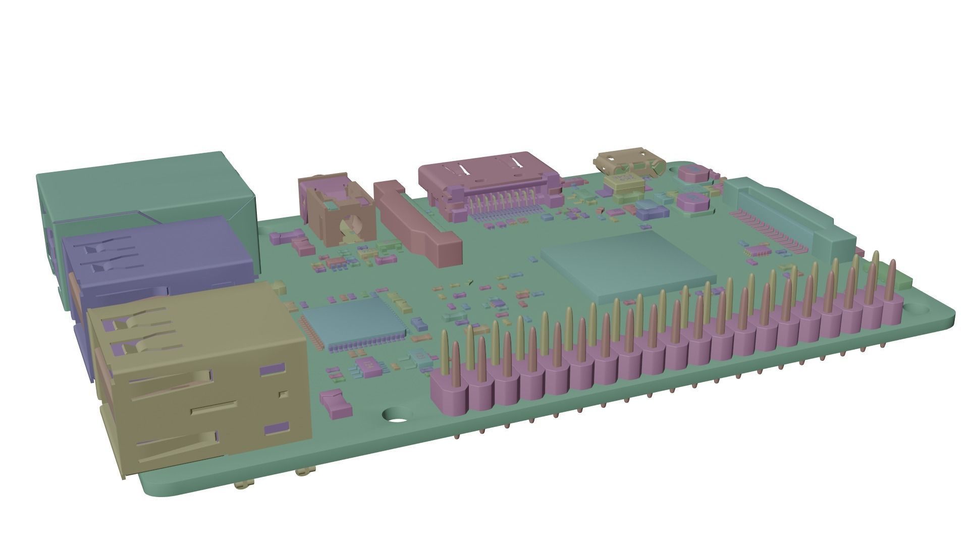 Raspberry pi 3 Low-poly 3D model_12