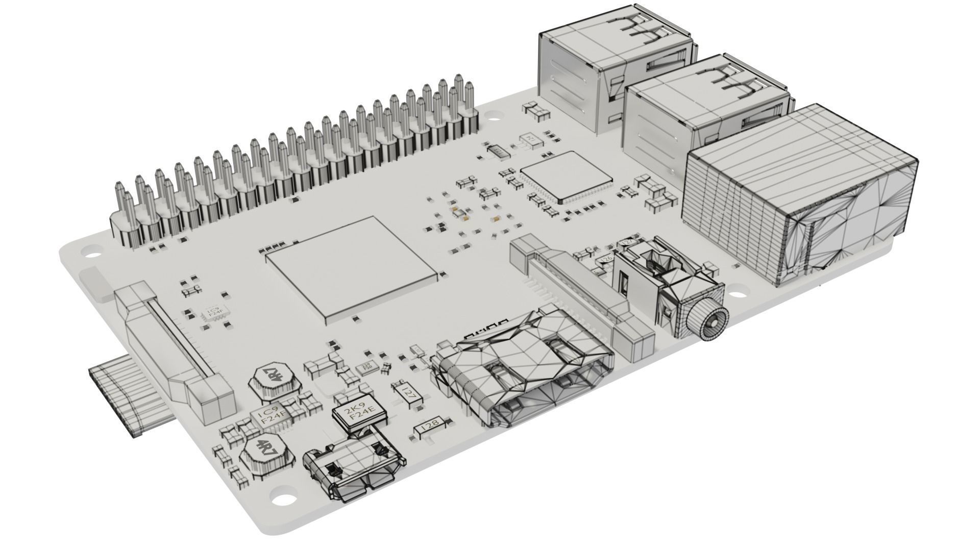 Raspberry pi 3 Low-poly 3D model_7