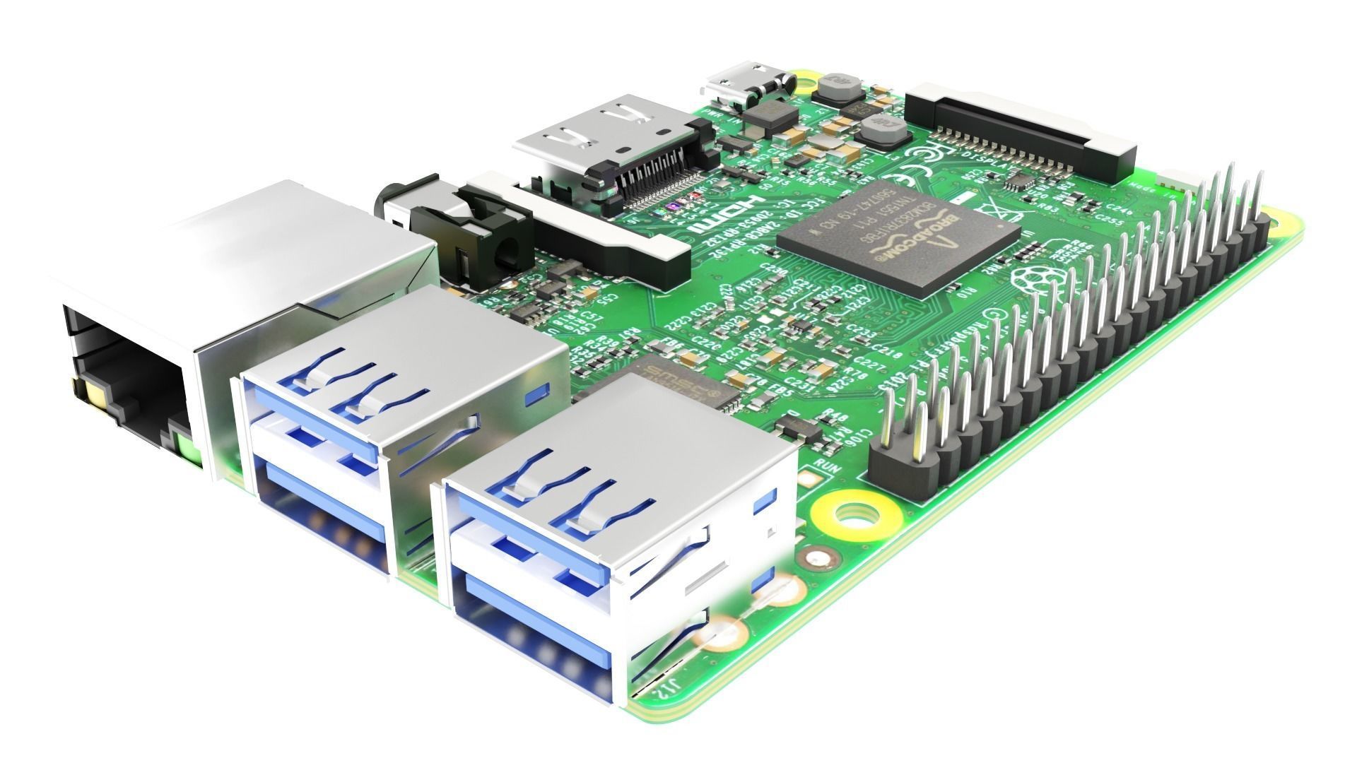 Raspberry pi 3 Low-poly 3D model_3