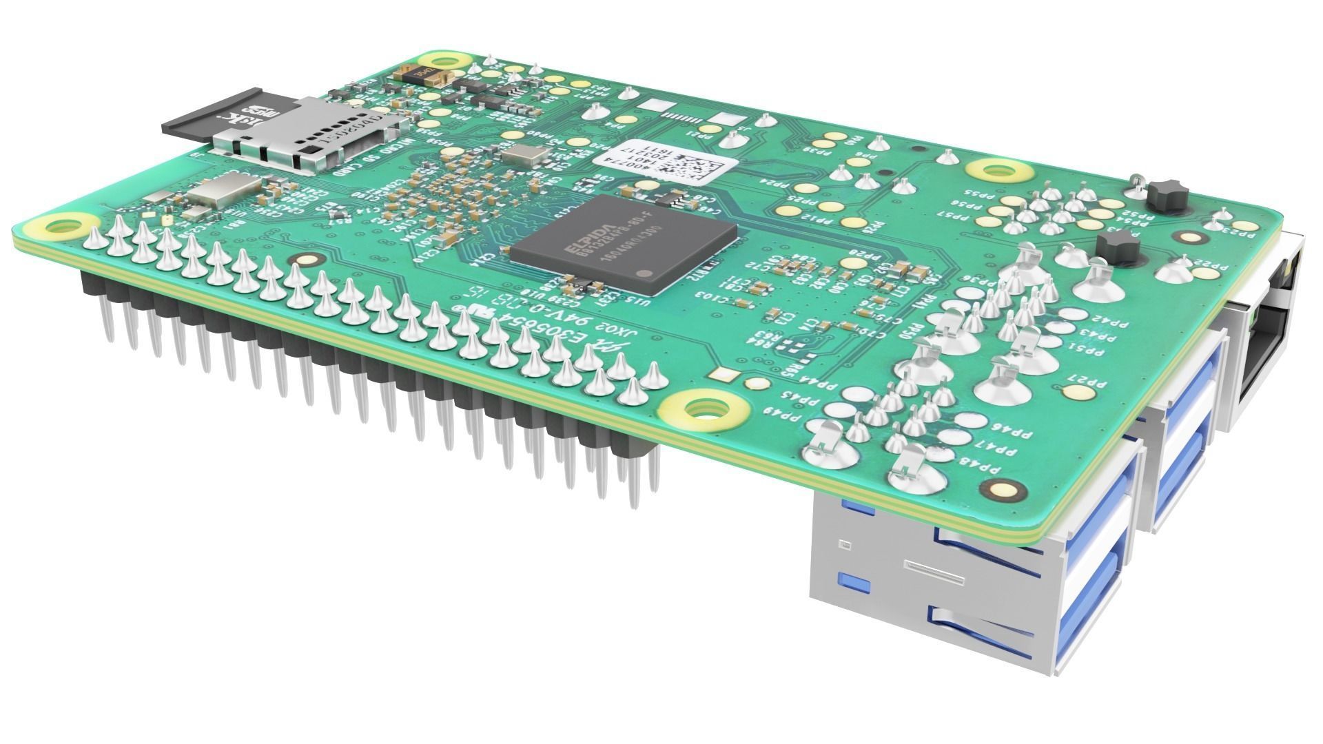 Raspberry pi 3 Low-poly 3D model_5