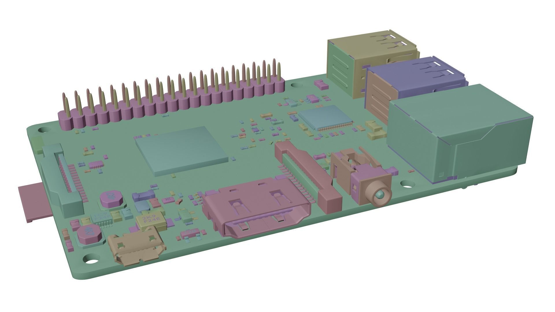 Raspberry pi 3 Low-poly 3D model_11