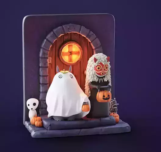 My Neighbor Totoro and no face inspired diorama