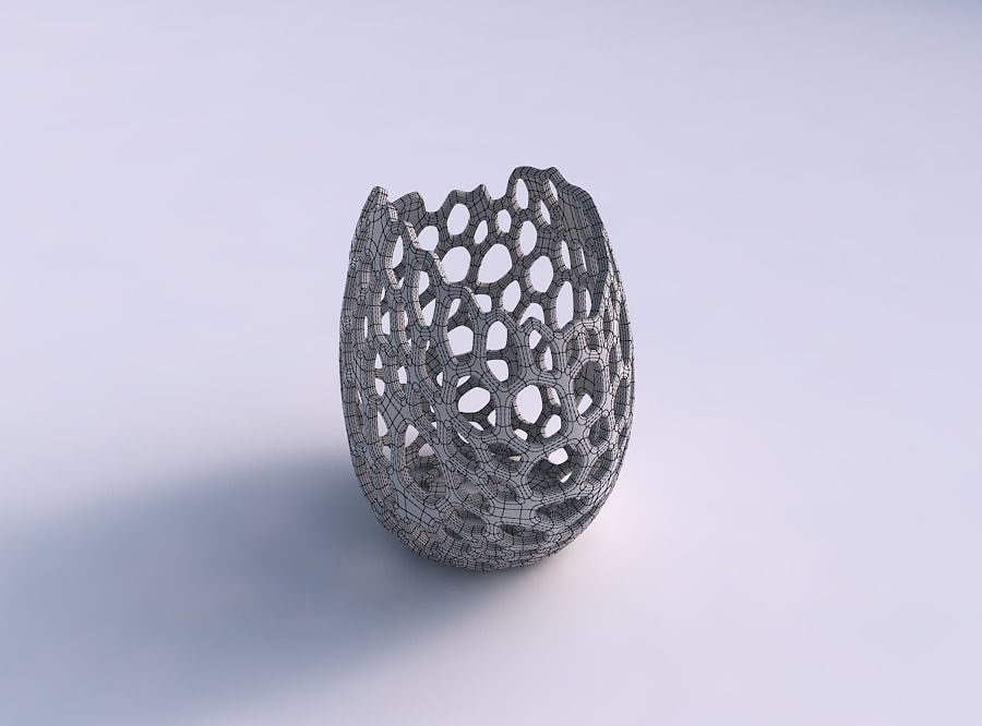 Bowl compressed with cracked organic lattice 3D print model_5