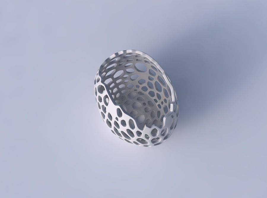 Bowl compressed with cracked organic lattice 3D print model_2
