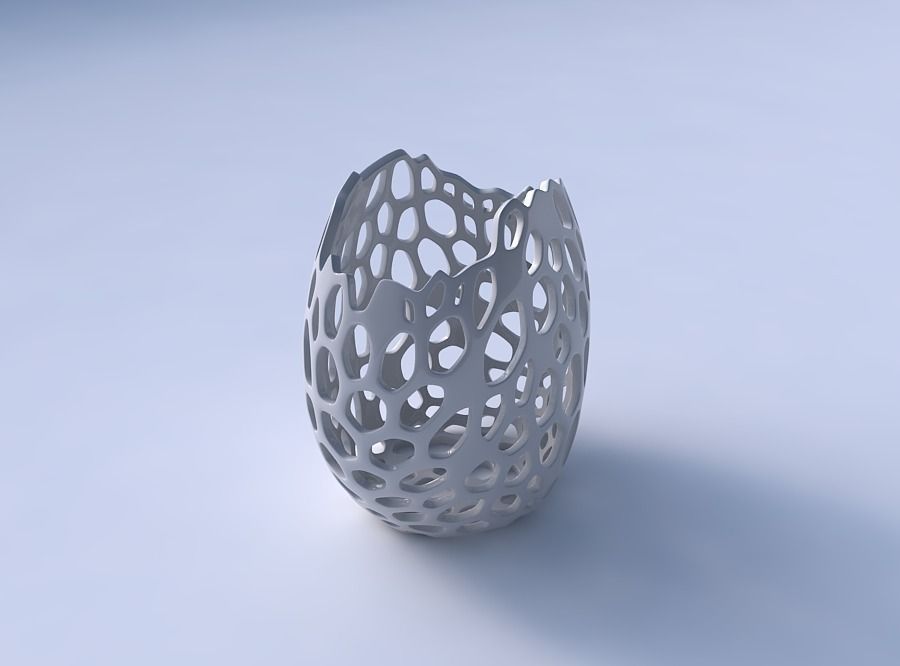 Bowl compressed with cracked organic lattice 3D print model_3