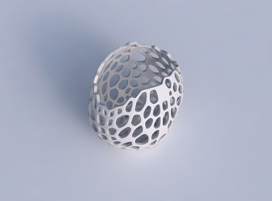 Bowl compressed with cracked organic lattice 3D print model_1