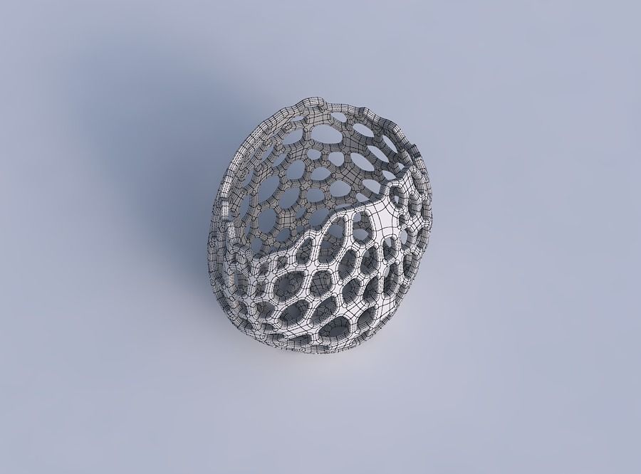 Bowl compressed with cracked organic lattice 3D print model_6