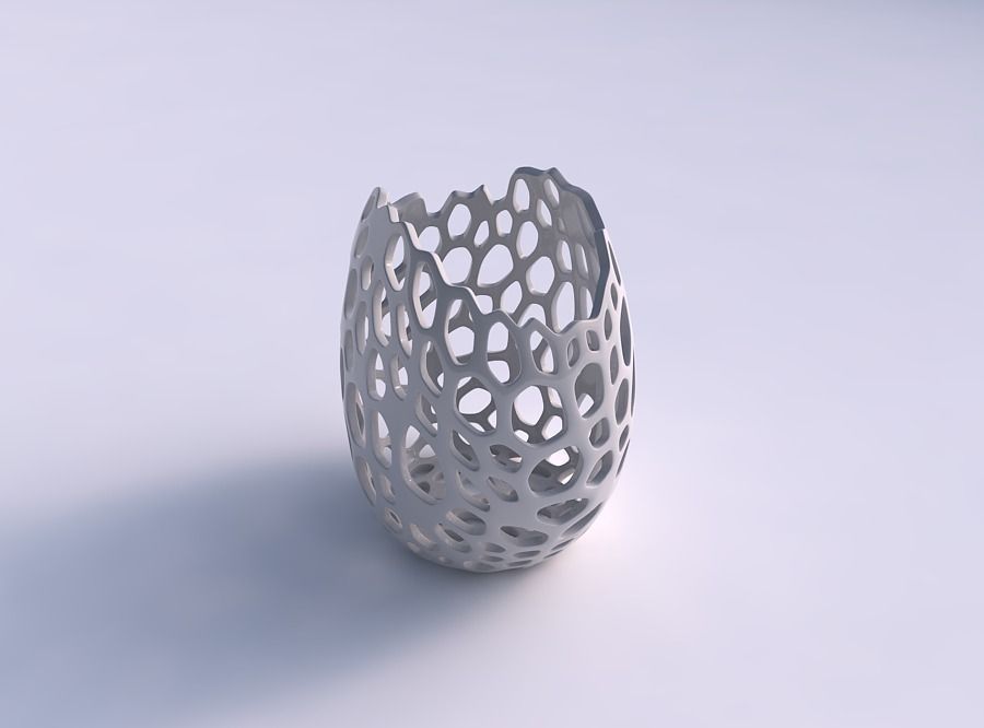 Bowl compressed with cracked organic lattice 3D print model_0