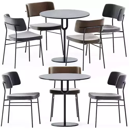 Piper Pedestal Table 800D and Chair Marlen by TrabA