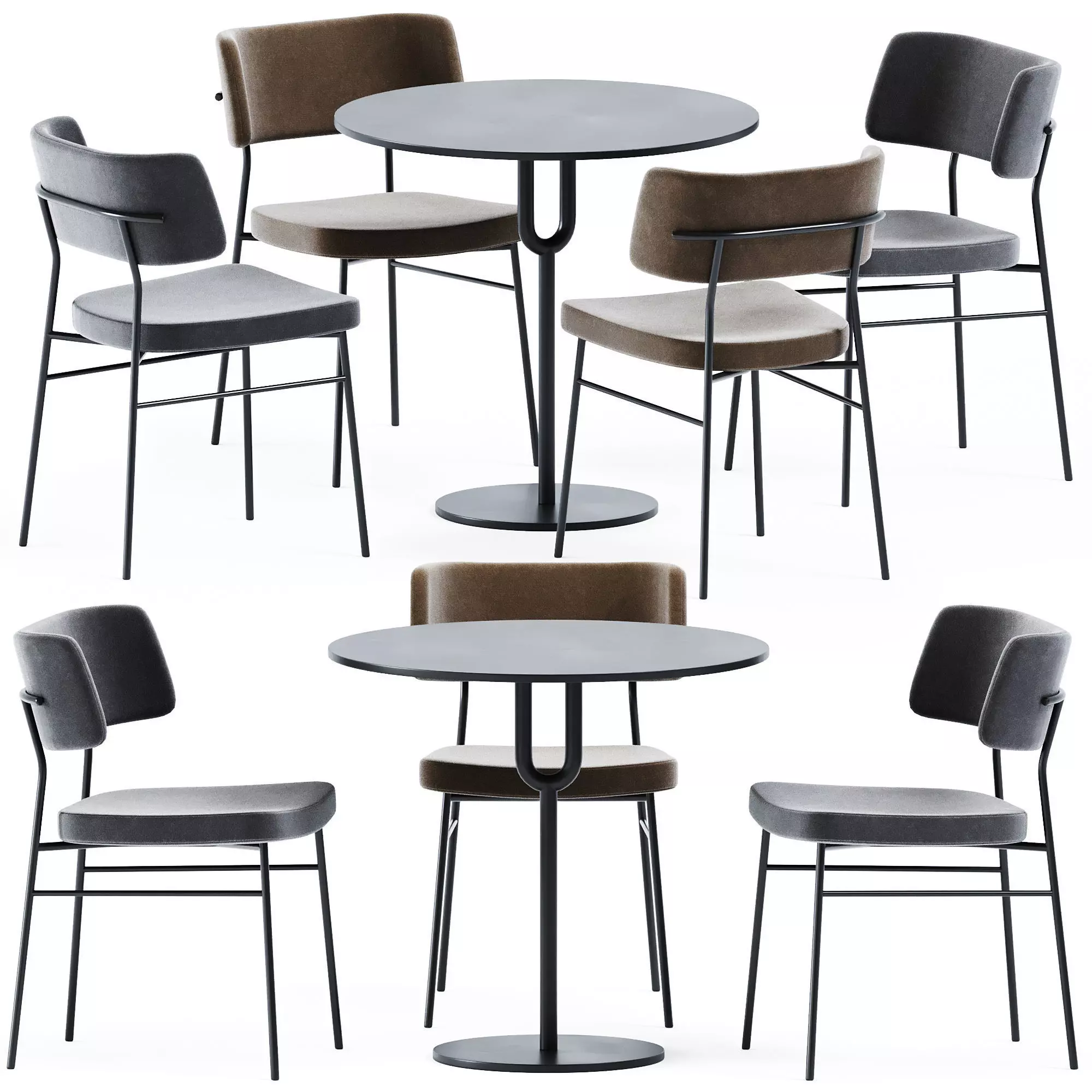 Piper Pedestal Table 800D and Chair Marlen by TrabA 3D model_0