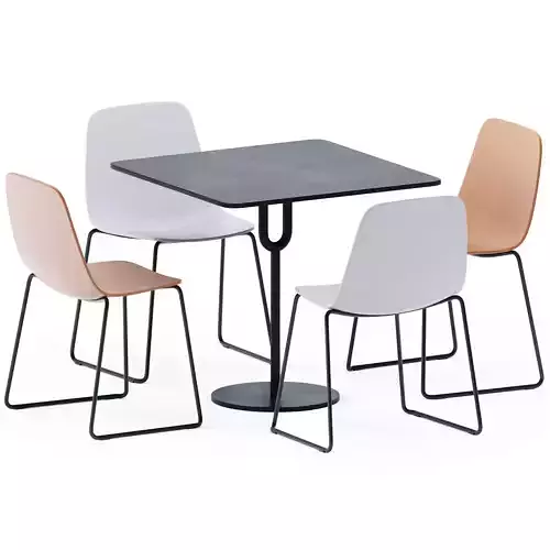 Piper Pedestal Table 800S and Maarten Plastic Chair by Viccarbe