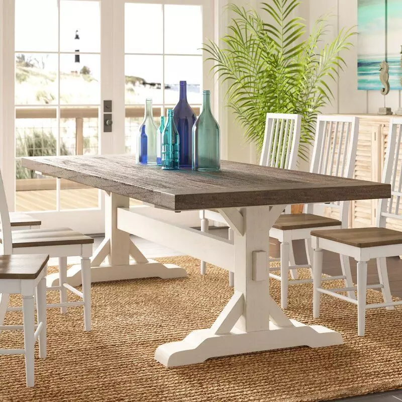 Bulah Pine Wood Mediaval Trestle Diner Table 3D model