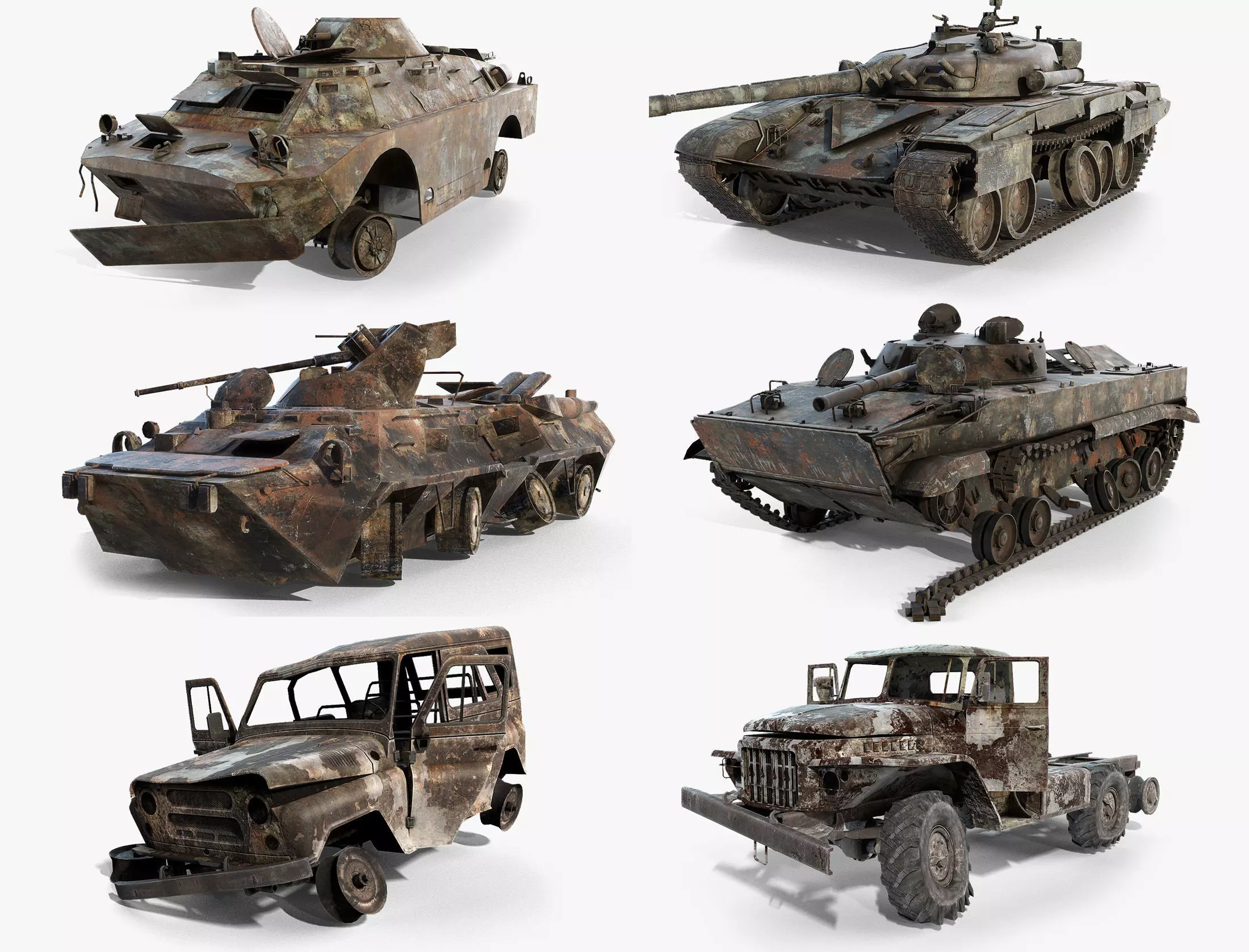Soviet Military Vehicles Wrecked 3D Model Collection_0