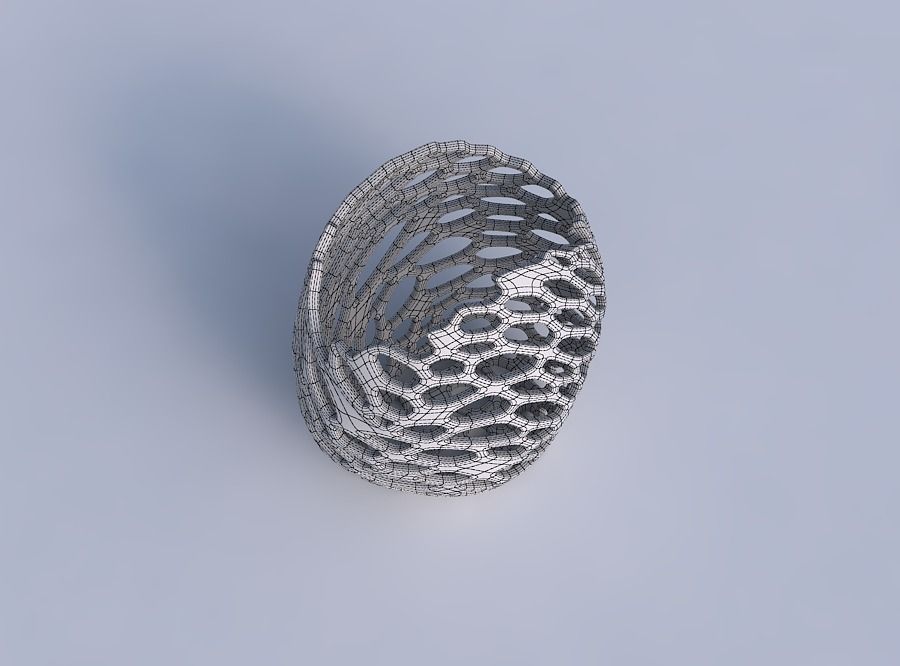 Bowl compressed with cracked and twisted organic lattice 3D print model_6