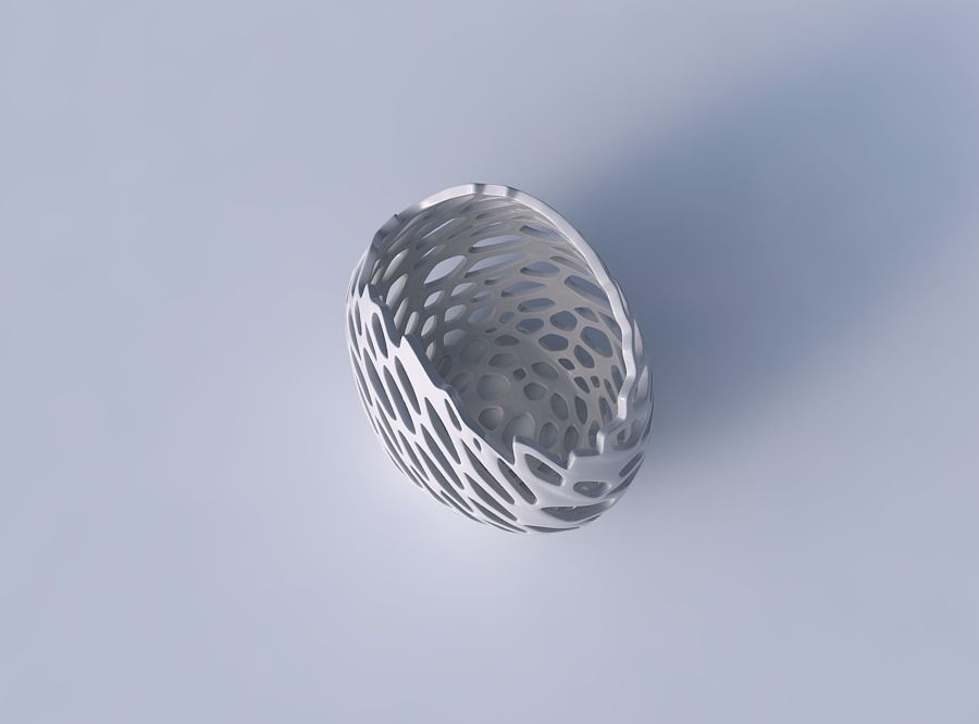 Bowl compressed with cracked and twisted organic lattice 3D print model_2