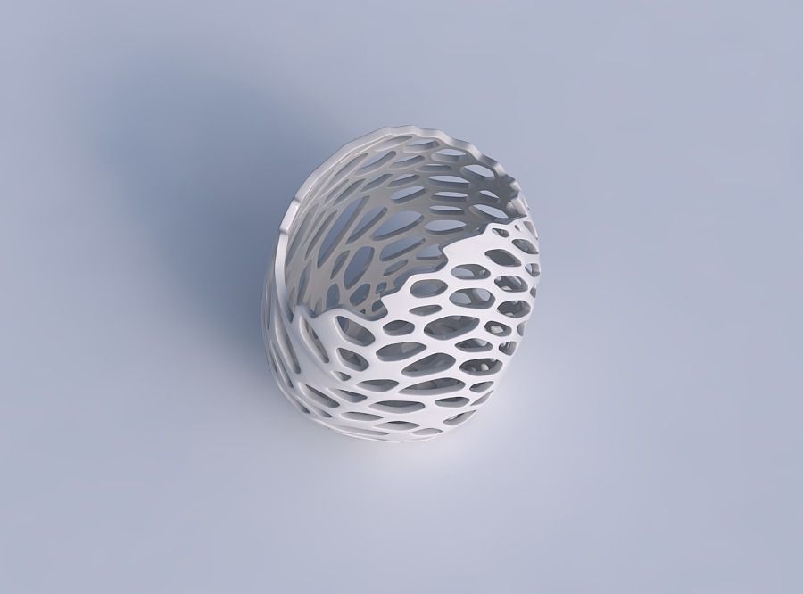 Bowl compressed with cracked and twisted organic lattice 3D print model_1