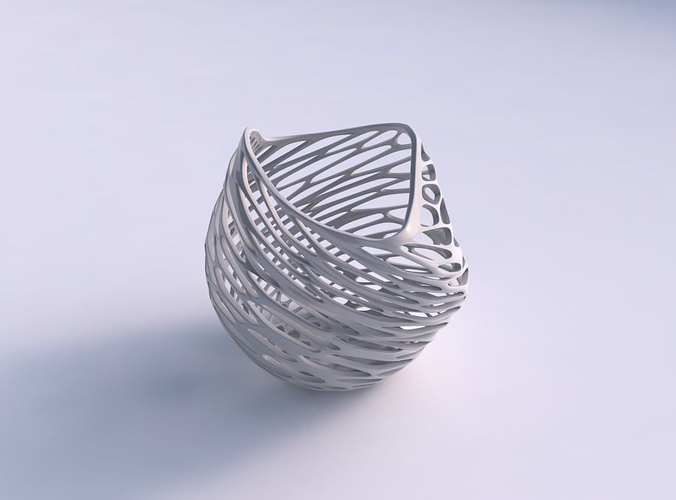 Bowl compressed and twisted with twisted organic lattice