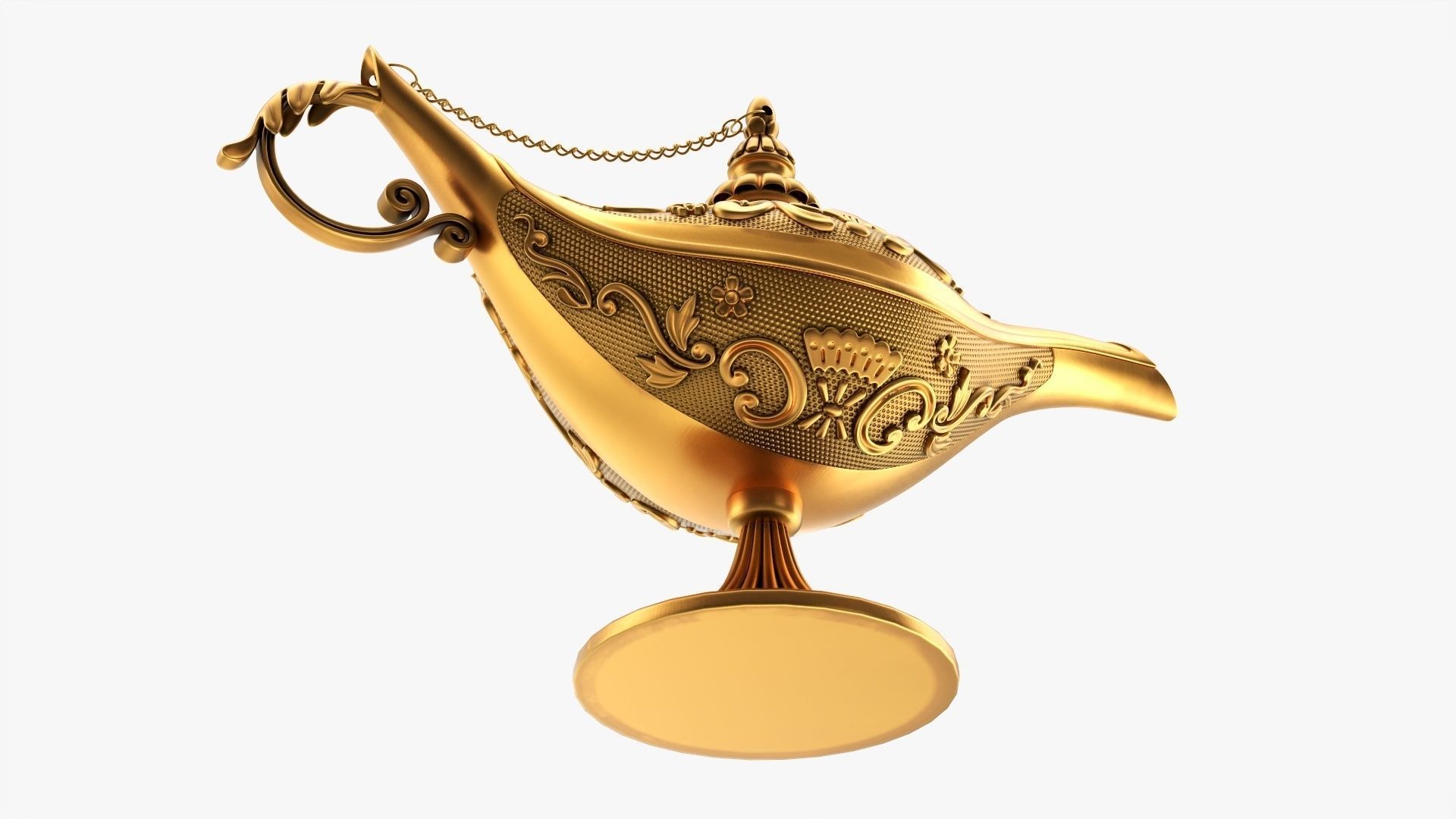 Aladdin magic lamp gold decorated 3D model_2