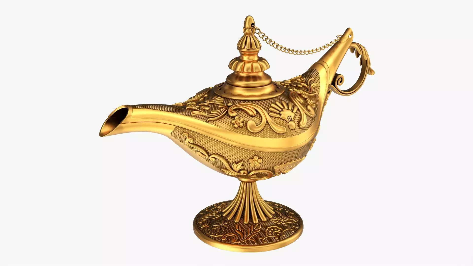 Aladdin magic lamp gold decorated 3D model_0