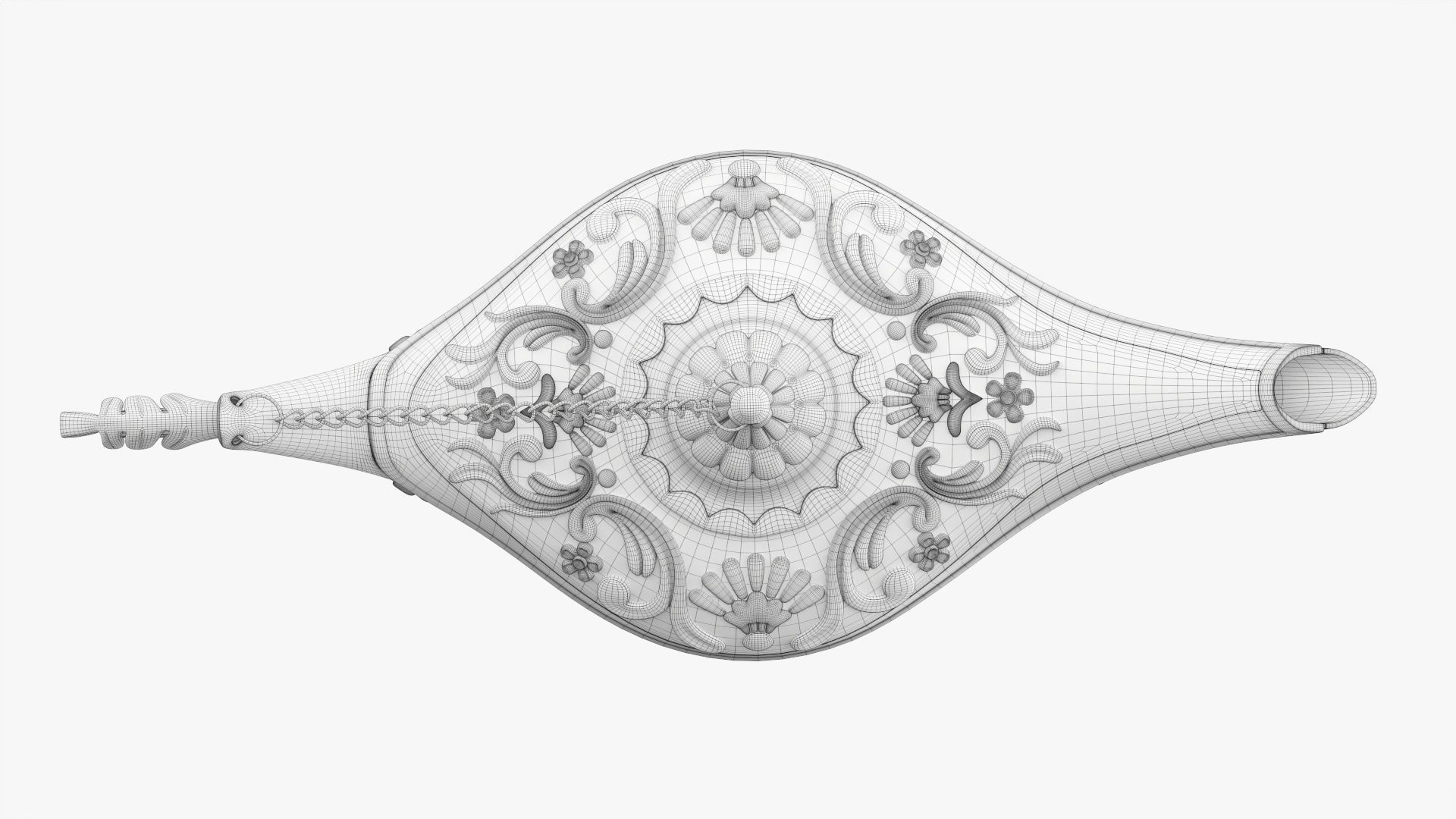 Aladdin magic lamp silver decorated  3D model_11