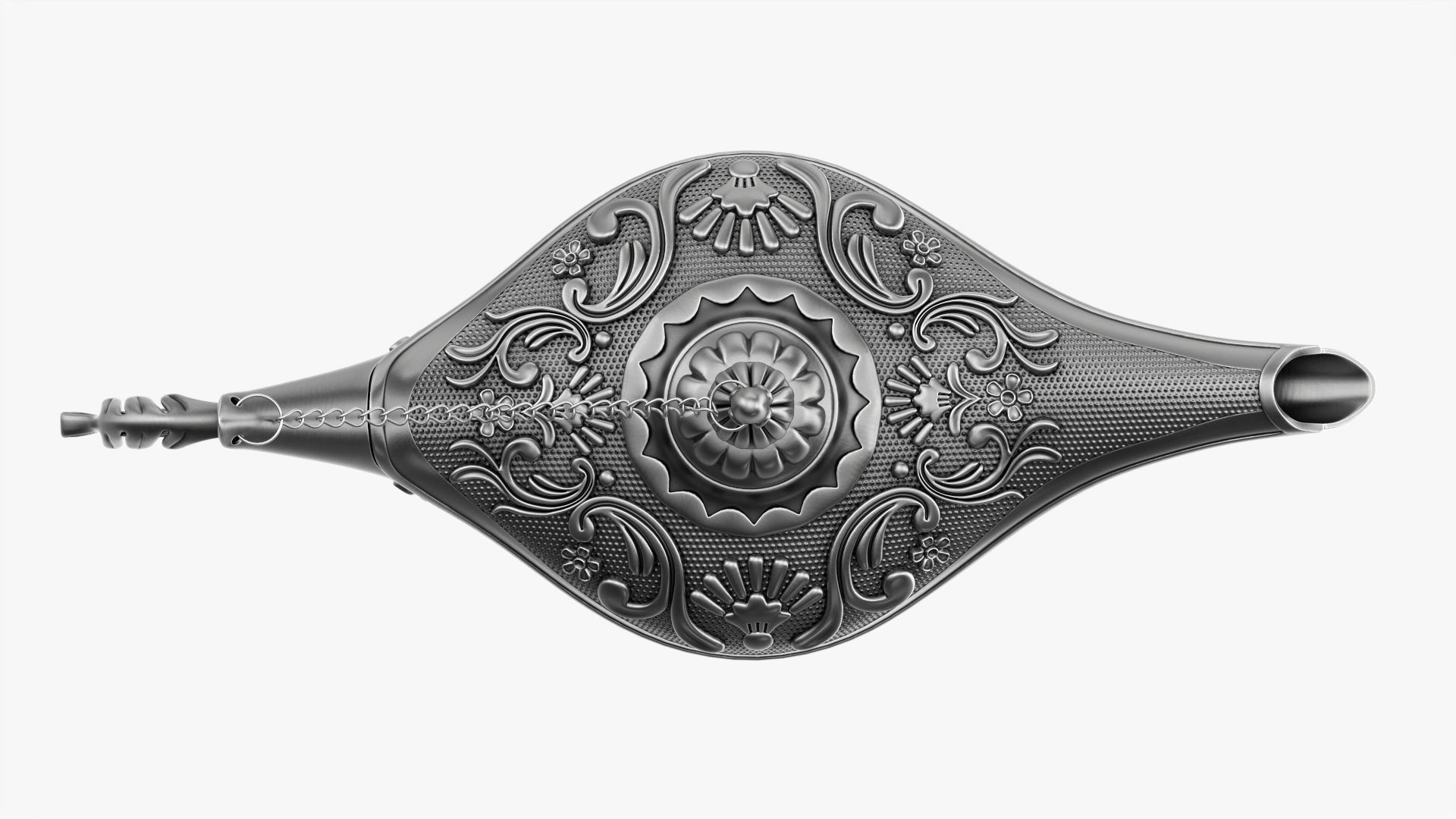 Aladdin magic lamp silver decorated  3D model_5