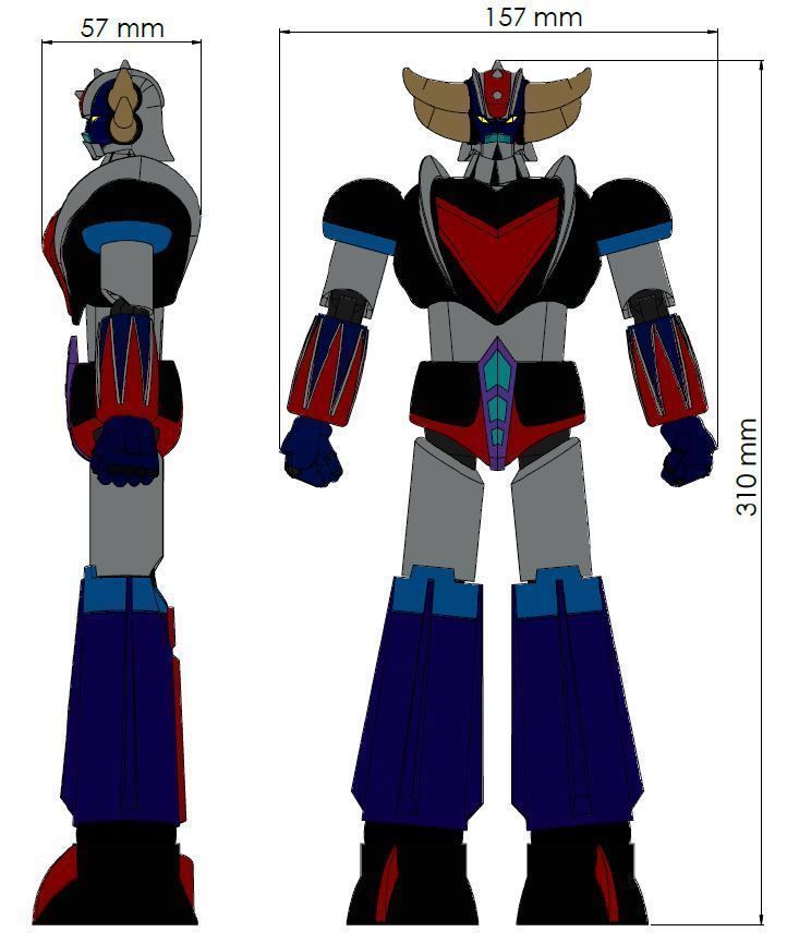 UFO ROBOT GRENDIZER Configurable articulated with instructions 3D print model_12
