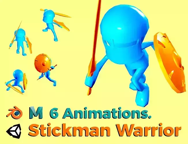 Stickman Warrior - Tiny - 6 Animations