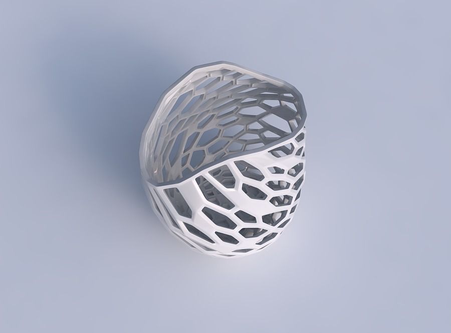 Bowl compressed and twisted with faceted organic lattice 3D print model_1