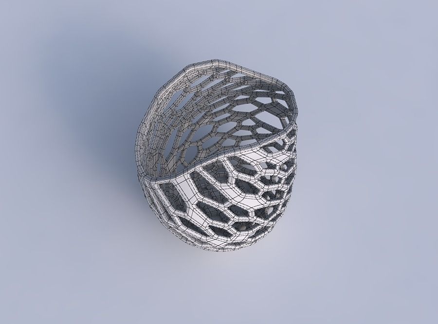 Bowl compressed and twisted with faceted organic lattice 3D print model_6