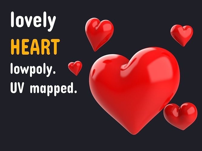 love heart lowpoly UV mapped Low-poly 3D model
