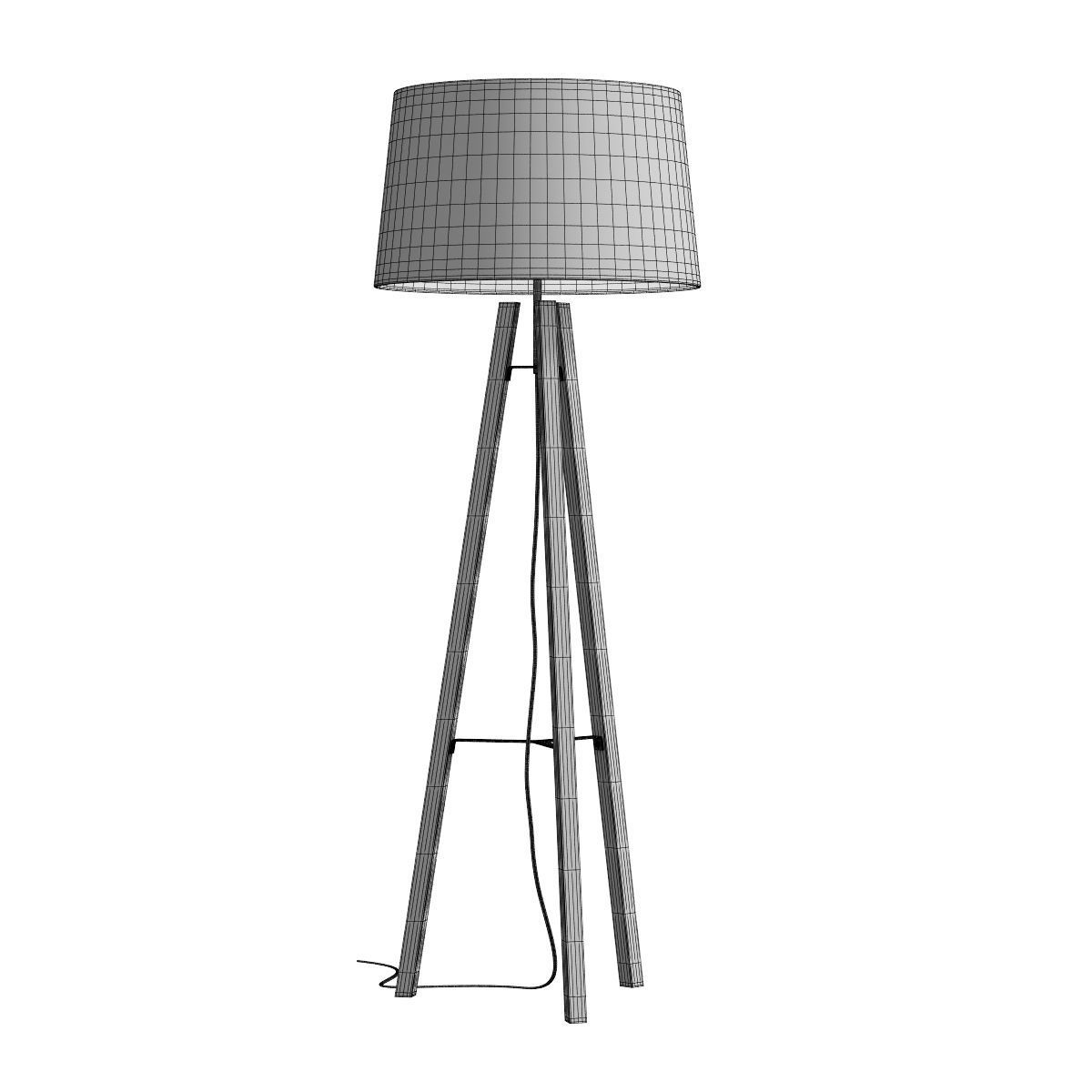 West Elm Tripod Wood Floor Lamp 3D model_2
