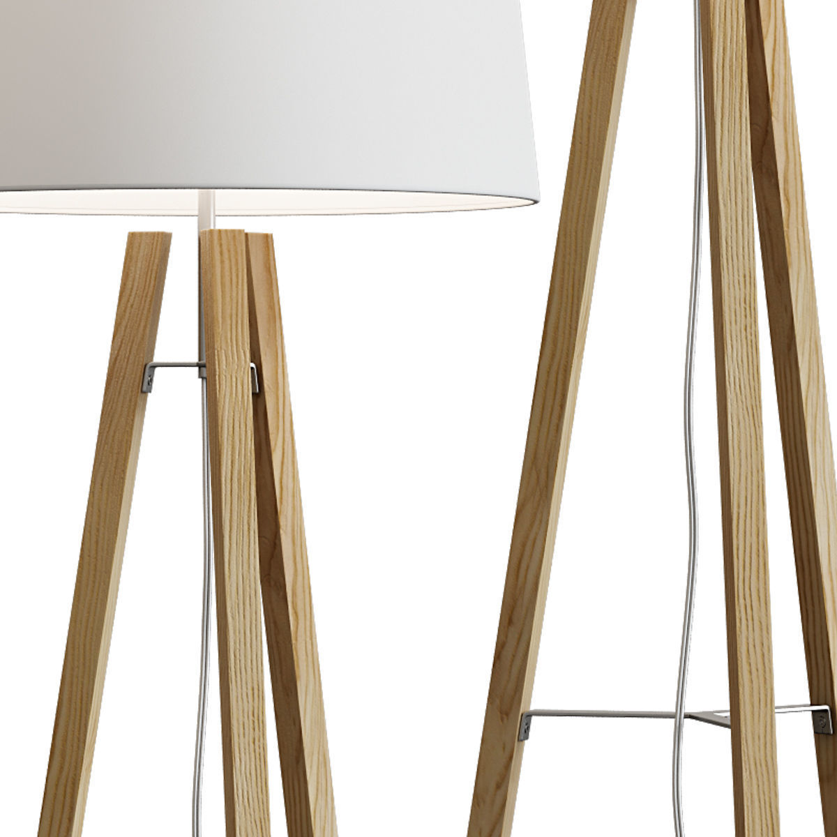 West Elm Tripod Wood Floor Lamp 3D model_1