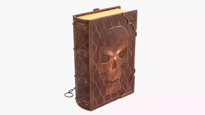 Old book in leather decorated 01 3D model