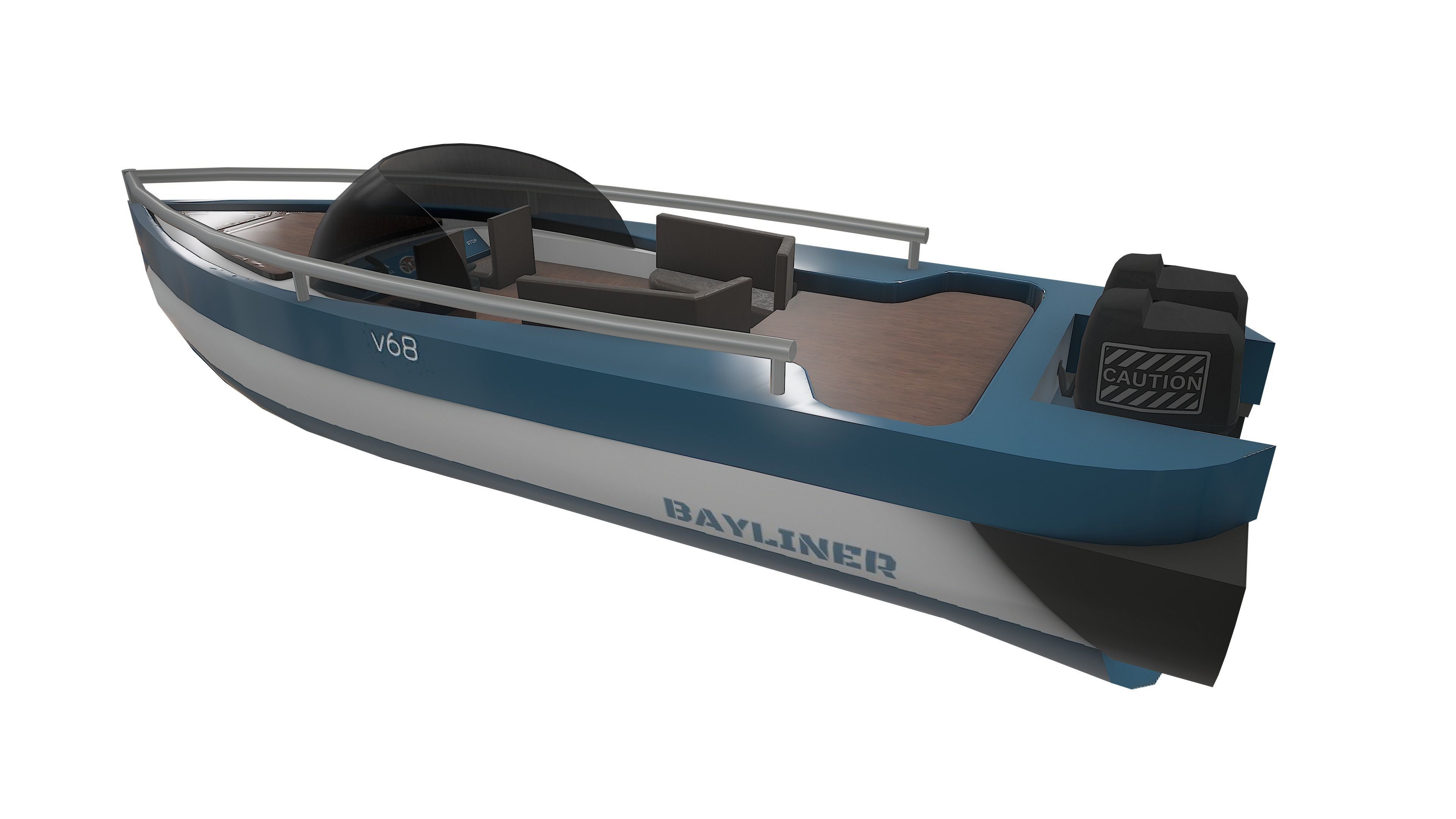 Drive Boat Low-poly 3D model_1