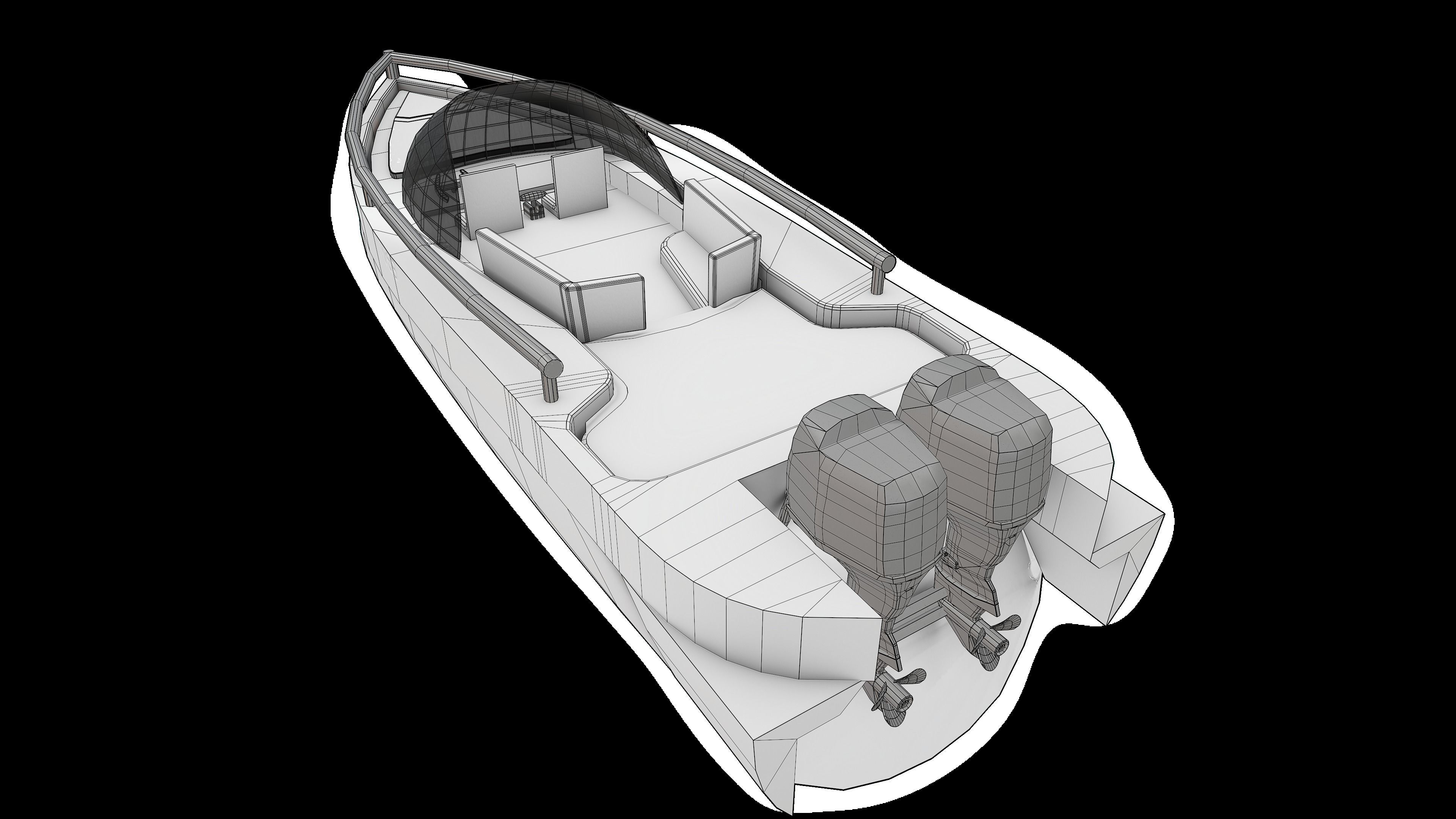 Drive Boat Low-poly 3D model_6